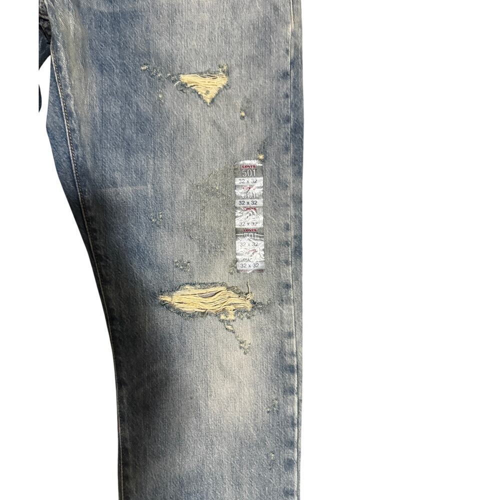 Levi’s 501 Icons Distressed Light Wash Jeans – W32 L32 – NWT - Picture 3 of 9